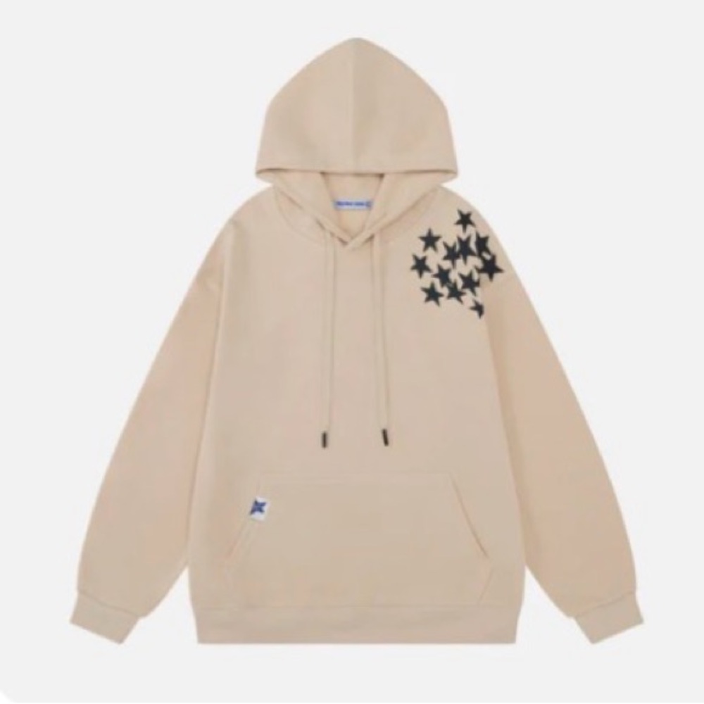 Aelfric Eden Beige Hoodie with Black Star Pattern